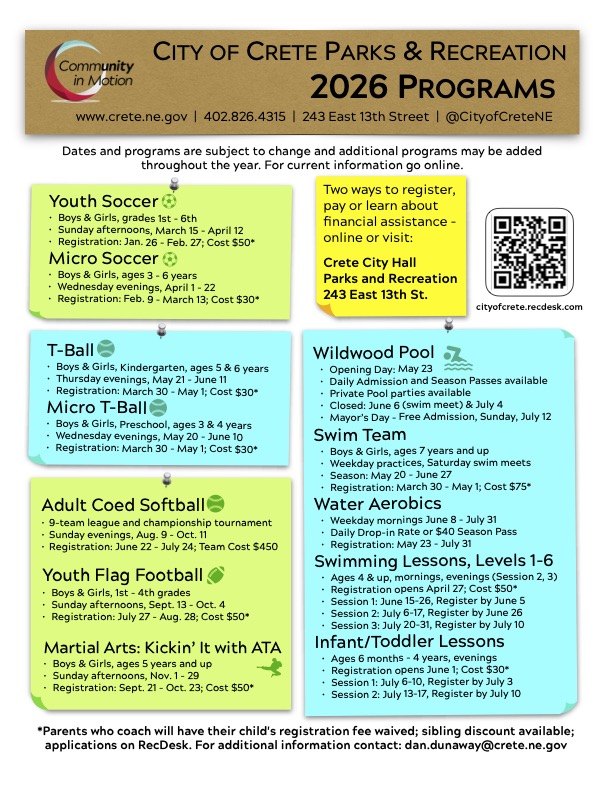 view/download pdf Parks and Recreation Annual program information in English