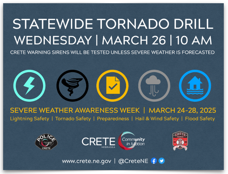 statewide tornado drill March 26, 10am