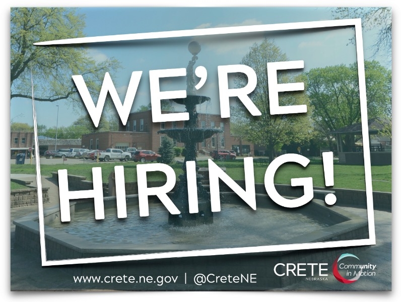 graphic: we're hiring with park fountain photo